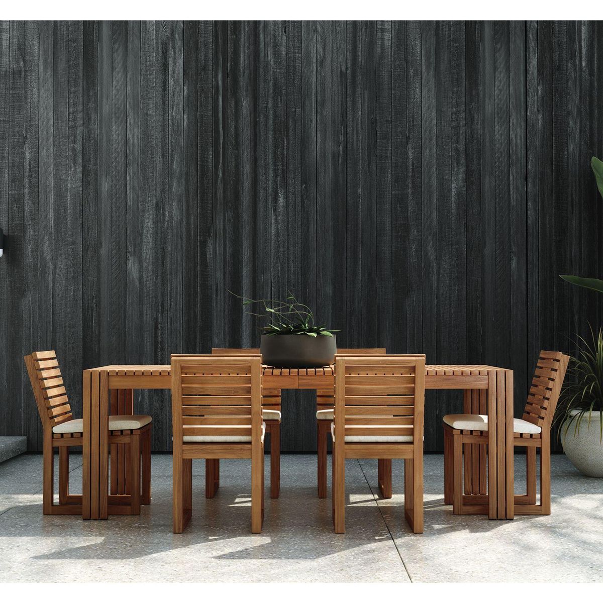 CRATE & BARREL - Mesa De Comedor Batten Extendible Para Terraza 6 Puestos