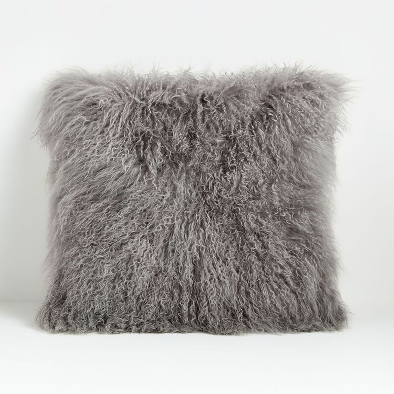 CRATE & BARREL - Funda de Cojín Pelliccia Silver Grey 58x58cm
