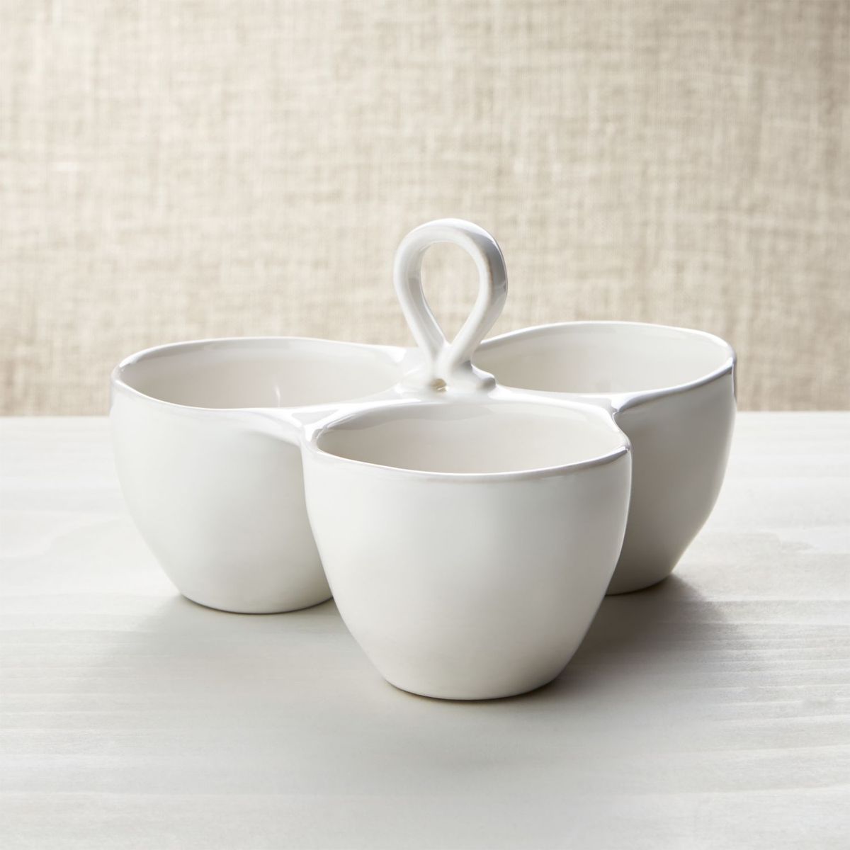 CRATE & BARREL - Servidor 3 Bowls Marin Blanco