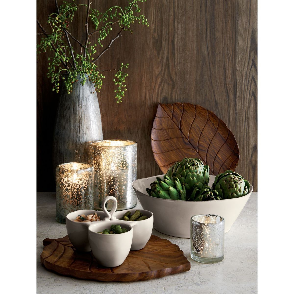 CRATE & BARREL - Servidor 3 Bowls Marin Blanco