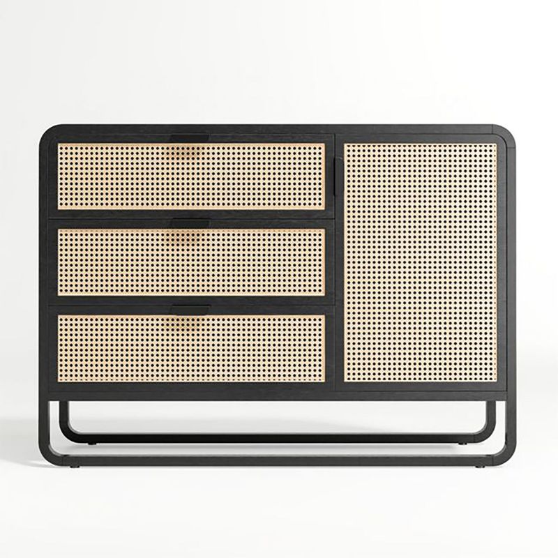 CRATE & BARREL - Cómoda Anaise Cane de Madera de 3 Cajones