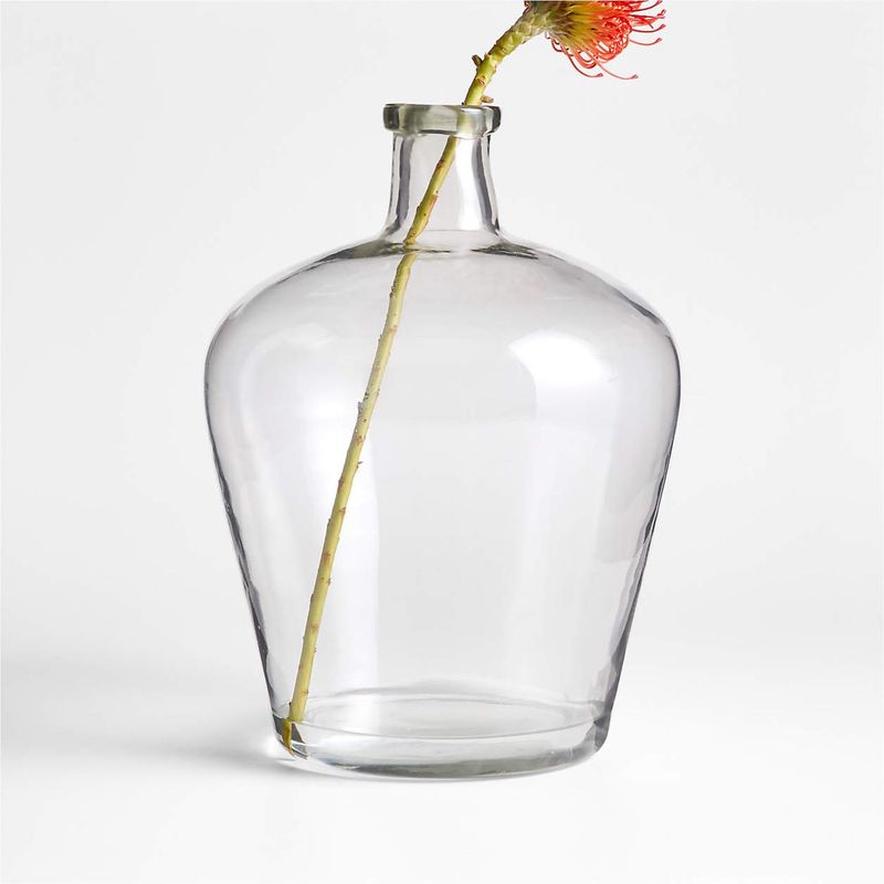CRATE & BARREL - Florero De Vidrio Azul Claro 35cm
