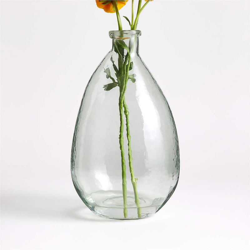 CRATE & BARREL - Florero De Vidrio Azul Claro 37cm