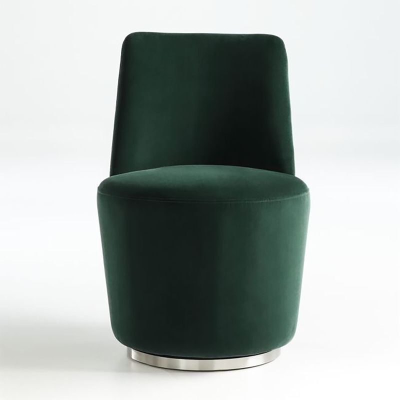 CRATE & BARREL - Silla de Comedor Giratoria Ofelia Hunter de Terciopelo Verde