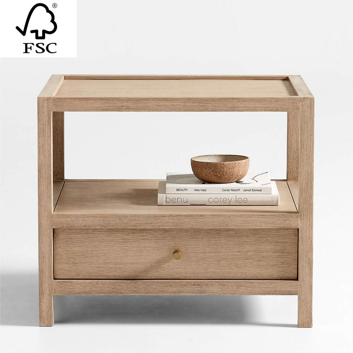 CRATE & BARREL - Mesa Auxiliar Keane de Madera Natural