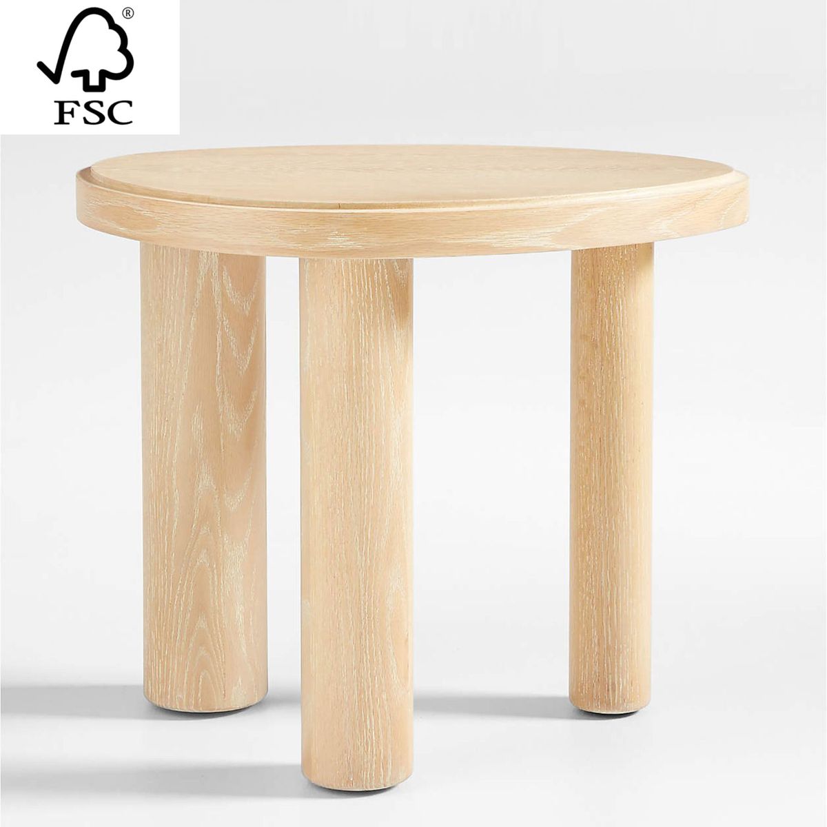 CRATE & BARREL - Mesa Lateral Asimétrica La Sal de Madera Natural de Roble