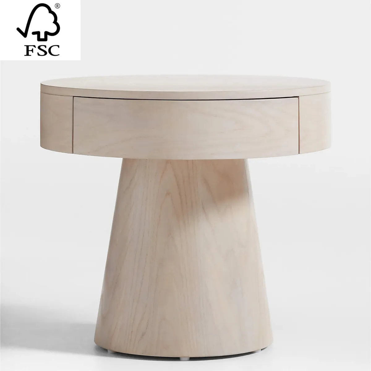 CRATE & BARREL - Mesa de Noche Willy de Madera Encalada 1 Cajón