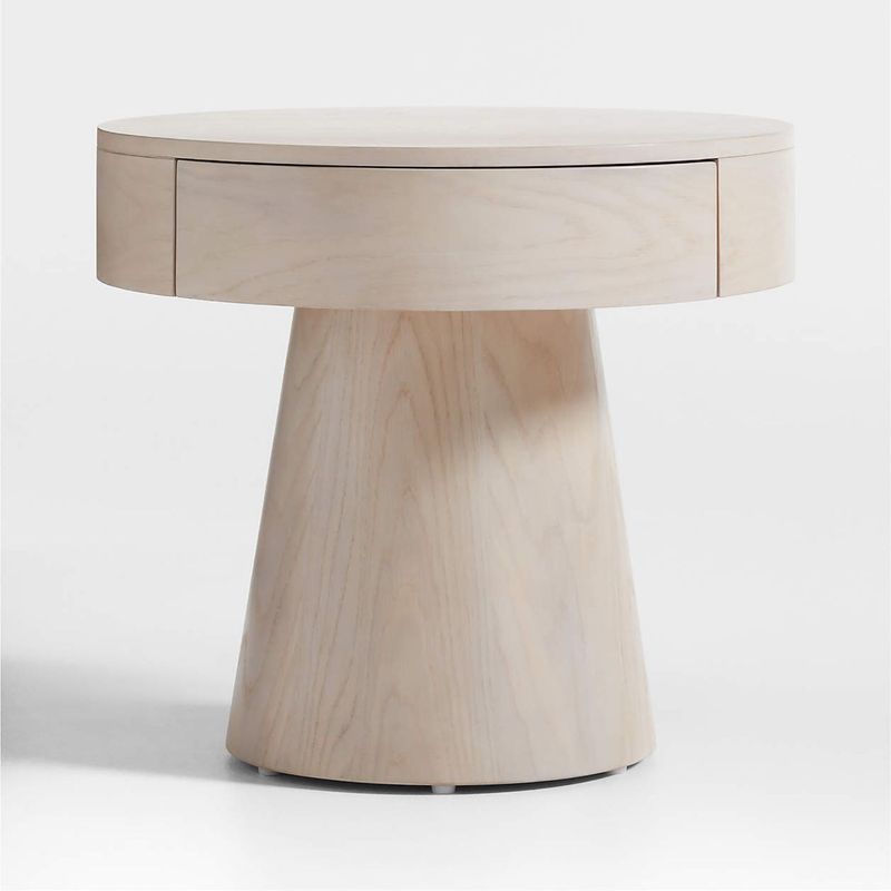 CRATE & BARREL - Mesa de Noche Willy de Madera Encalada 1 Cajón