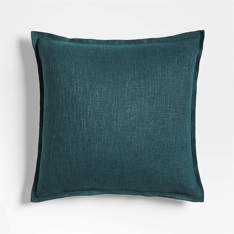 CRATE & BARREL - Funda de Cojín Verde Agua de Lino 51x51cm