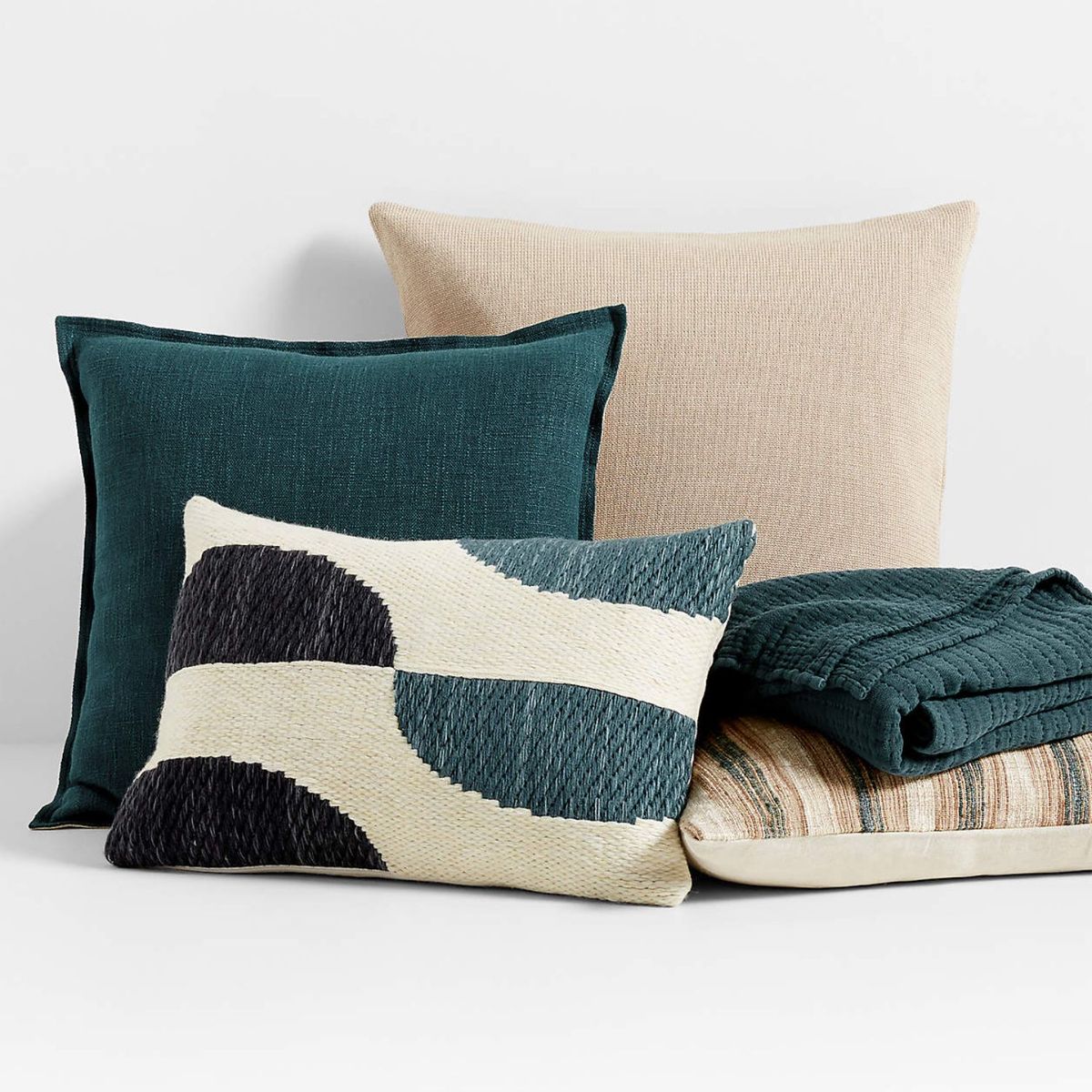 CRATE & BARREL - Funda de Cojín Verde Agua de Lino 51x51cm