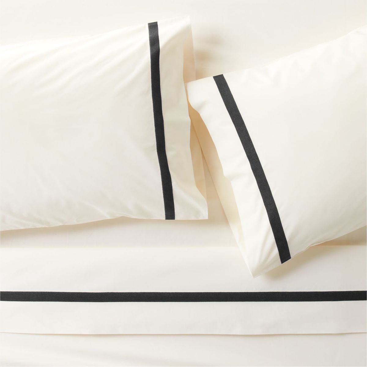 CRATE & BARREL - Juego De Sábanas Tuxedo Stripe Negro King