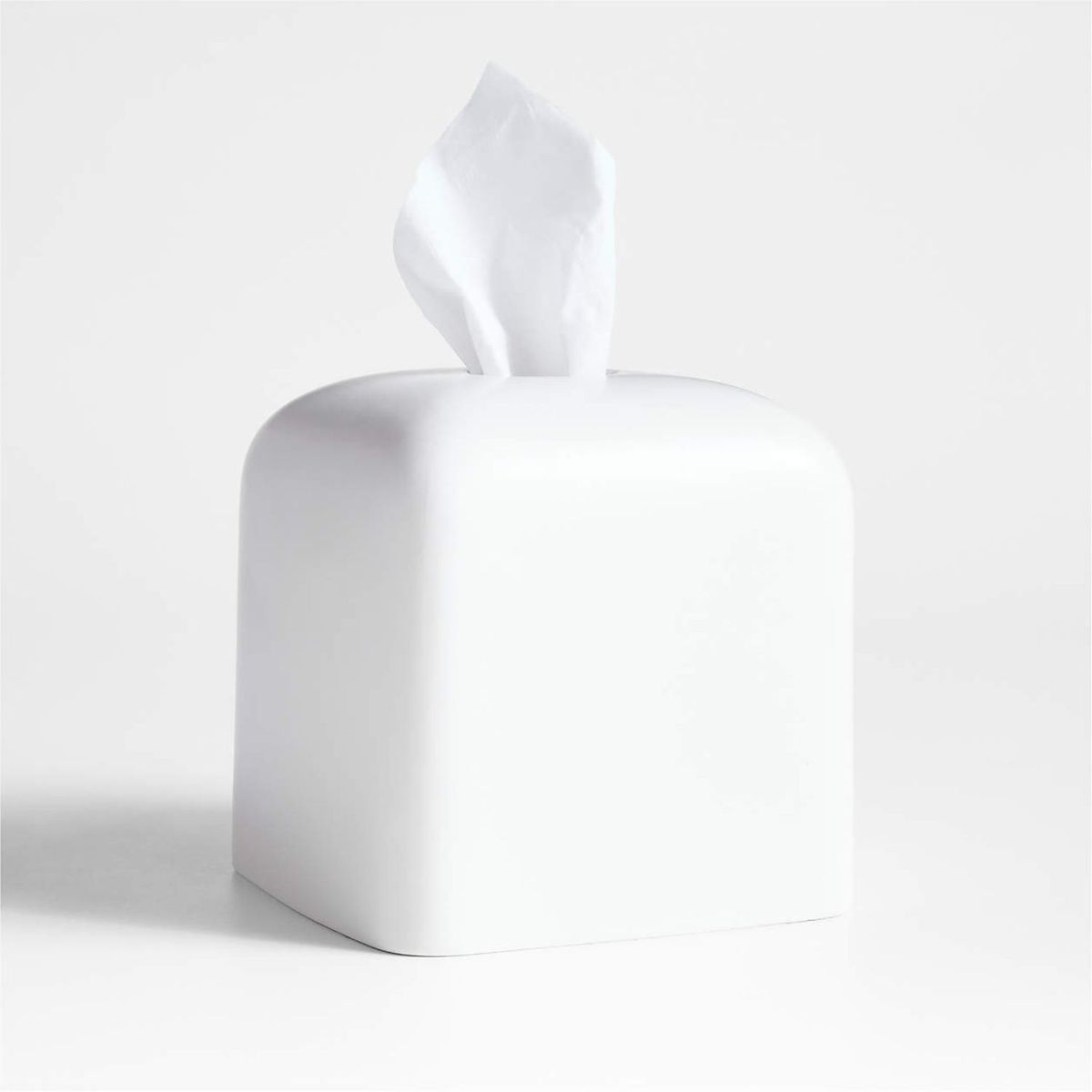 CRATE & BARREL - Caja De Pañuelos Cuadrada De Cerámica Blanca Eli
