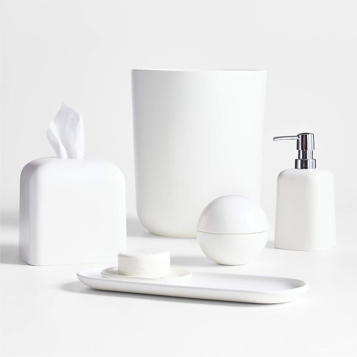 CRATE & BARREL - Caja De Pañuelos Cuadrada De Cerámica Blanca Eli