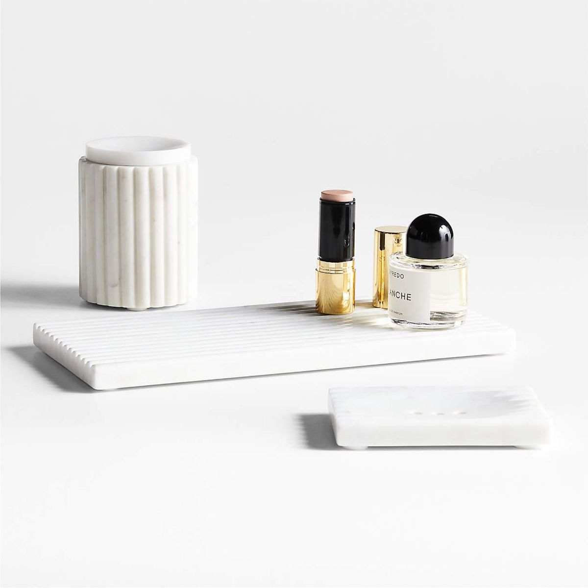 CRATE & BARREL - Bote De Mármol Blanco Carmen