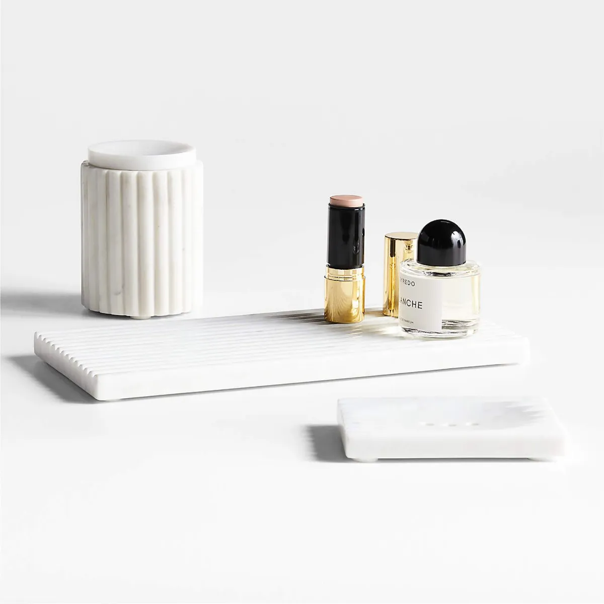 CRATE & BARREL - Bandeja De Tocador De Mármol Blanco Carmen