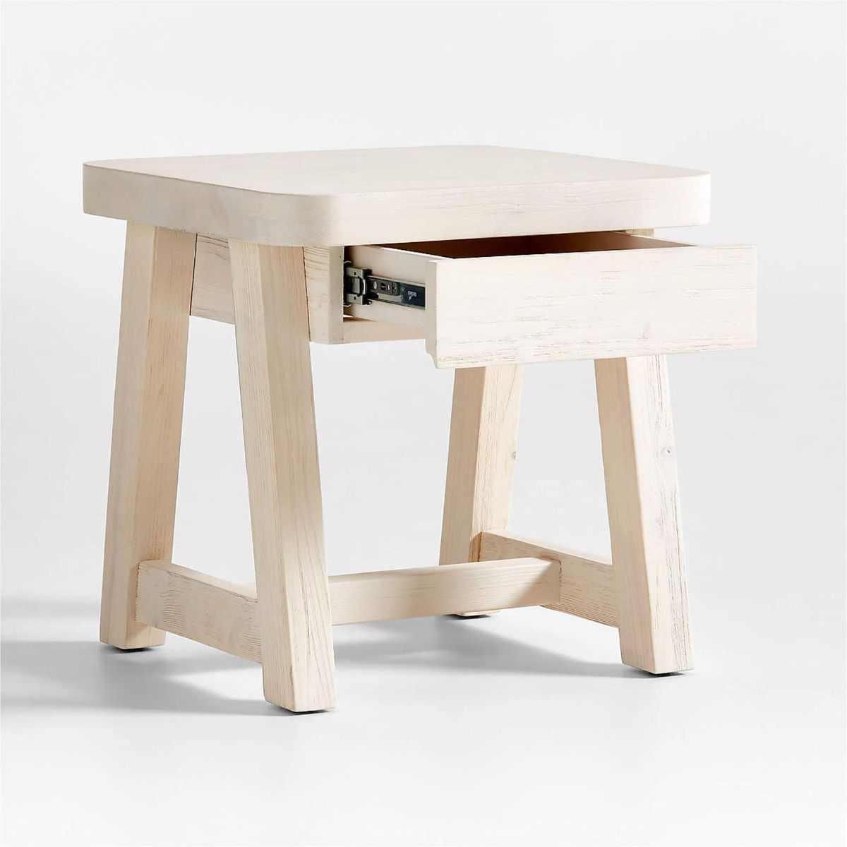 CRATE & BARREL - Mesa Auxiliar Aya de Madera de Pino con Cajón