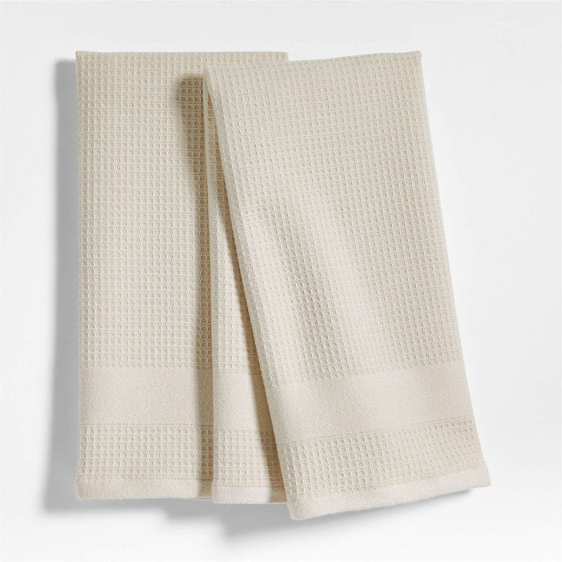 CRATE & BARREL - Set de 2 Paños de Cocina Beige Waffle-terry
