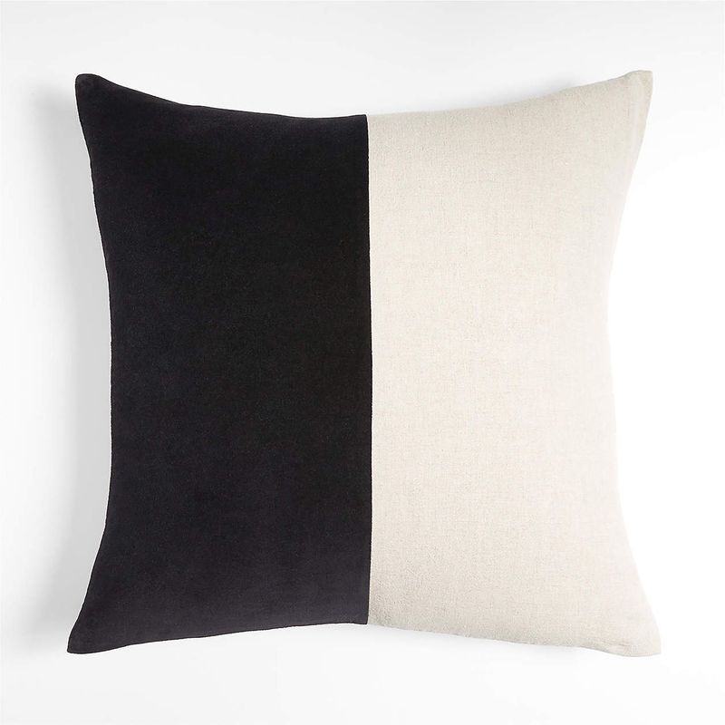CRATE & BARREL - Funda de Cojín Colorblock Ink Black 58cm