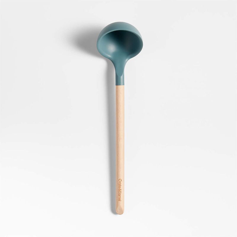 CRATE & BARREL - Cucharón De Madera Y Silicona Verde Salvia Crate&barrel 