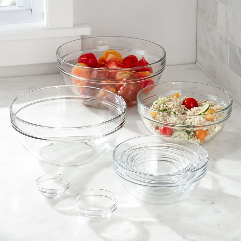 CRATE & BARREL - Sets de Bowls 10 Piezas de Vidrio