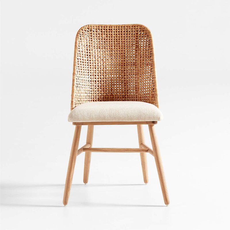 CRATE & BARREL - Silla de Comedor de Terraza Astrid de Ratán con Patas de Madera