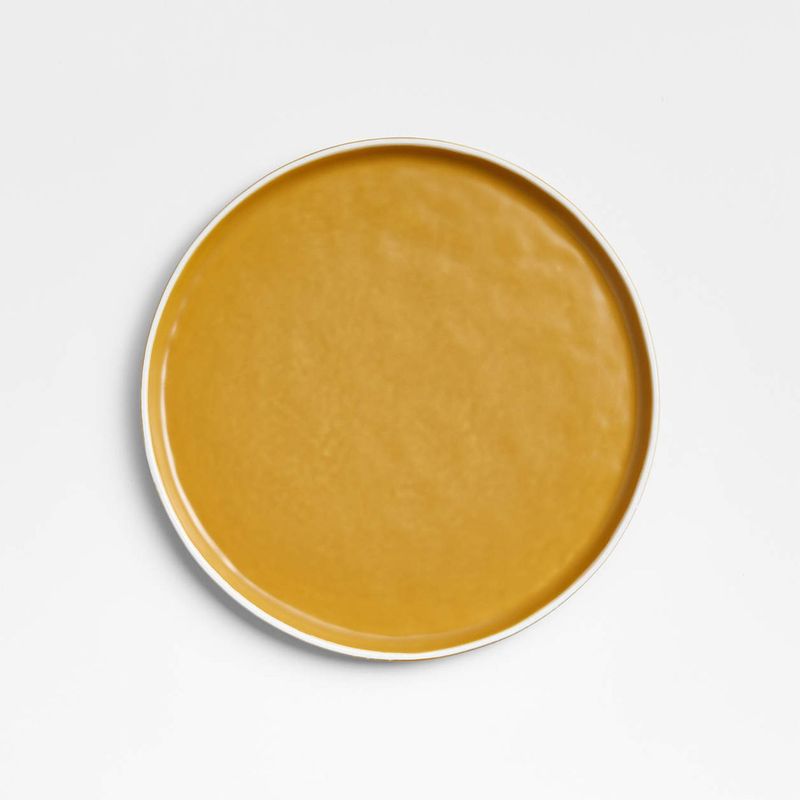 CRATE & BARREL - Plato De Ensalada Mercer De Porcelana Amarilla Con Borde Blanco