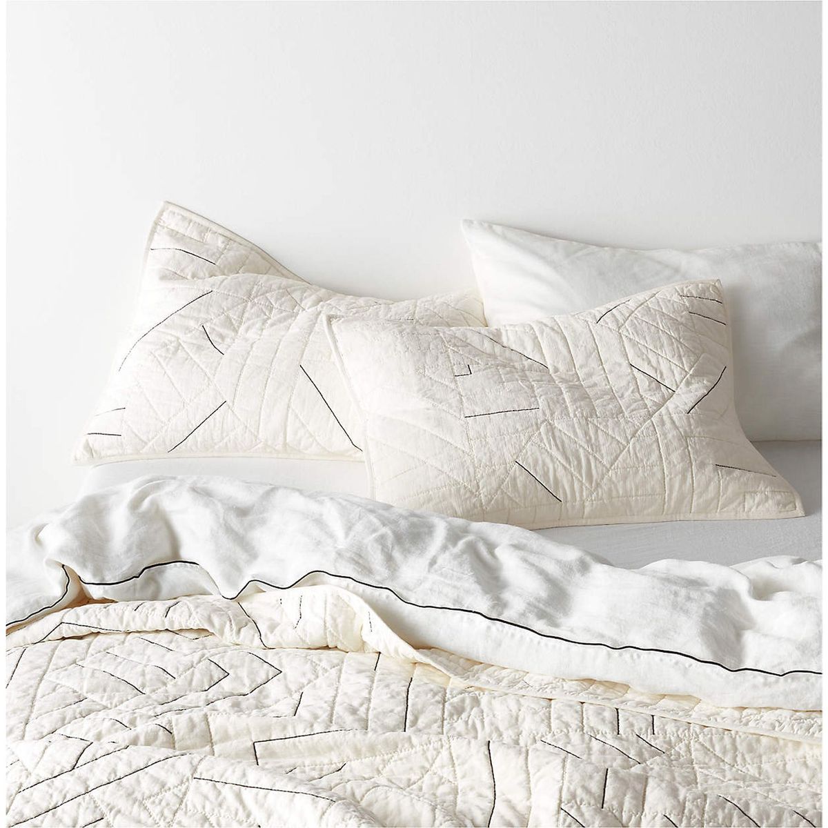 CRATE & BARREL - Funda Twigg Black and White Full Queen