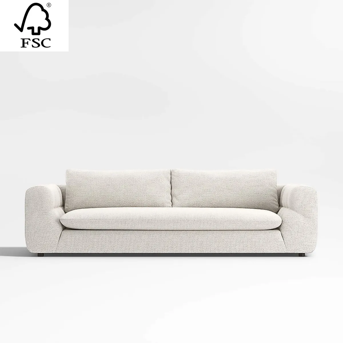 CRATE & BARREL - Sofá Cambria Boucle con Estructura de Madera de 4 Cuerpos