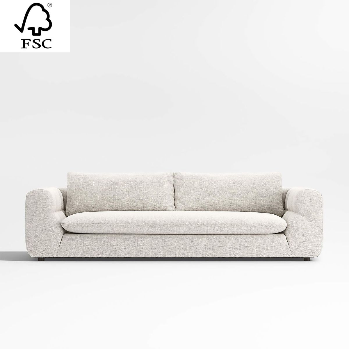 CRATE & BARREL - Sofá Cambria Boucle con Estructura de Madera de 4 Cuerpos