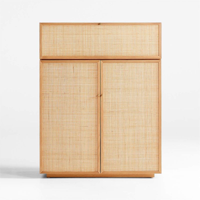 CRATE & BARREL - Bar Franka de Madera de Roble 2 Puertas