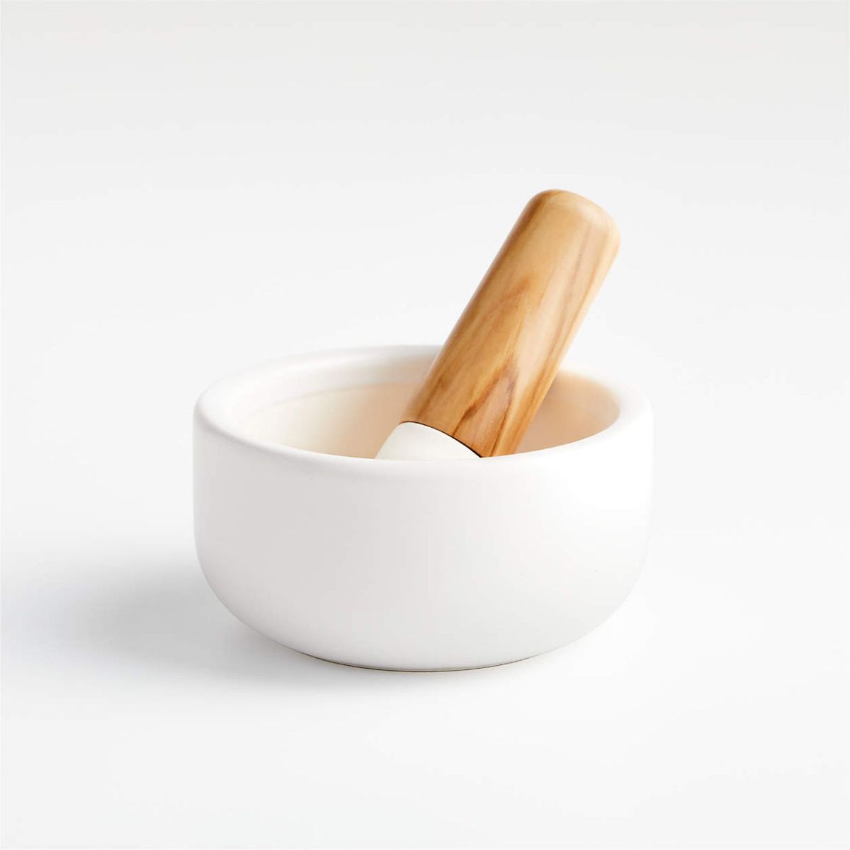 CRATE & BARREL - Mortero Y Maja De Madera De Olivo Y Cerámica