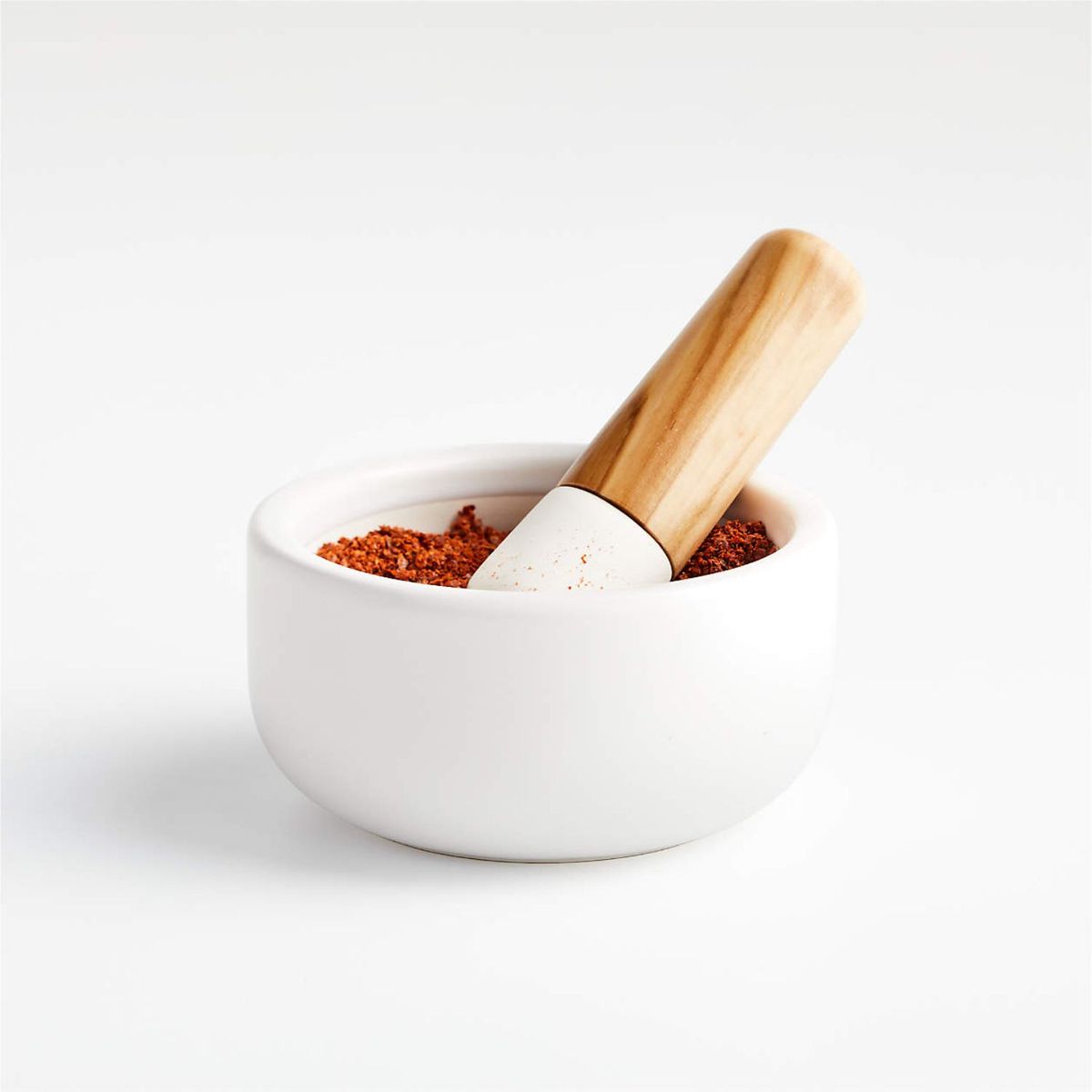 CRATE & BARREL - Mortero Y Maja De Madera De Olivo Y Cerámica