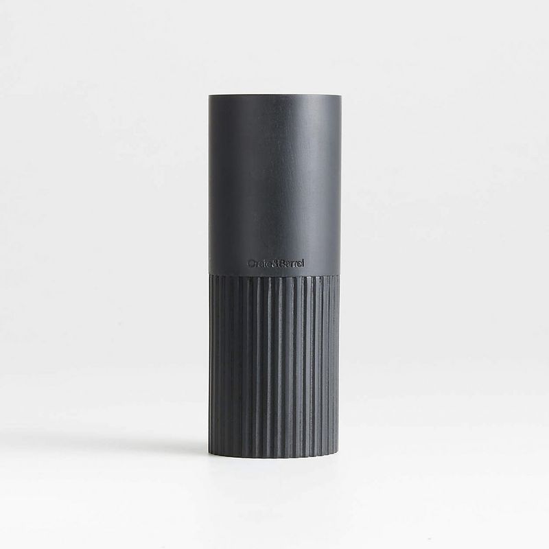 CRATE & BARREL - Salero De Madera Ebonizada Estriada Negra Hanno