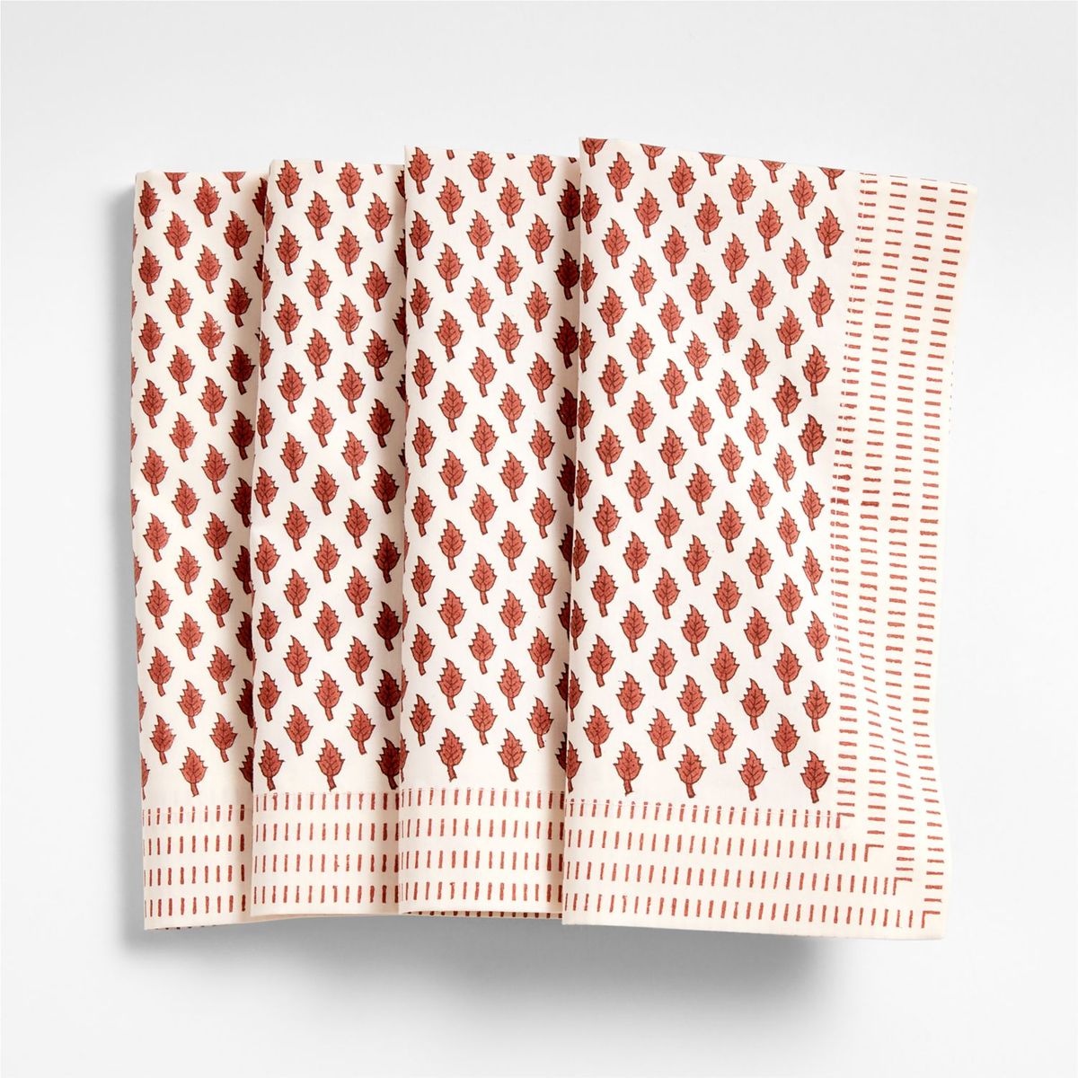 CRATE & BARREL - Set de 4 Servilletas Border 100% Algodón Orgánico