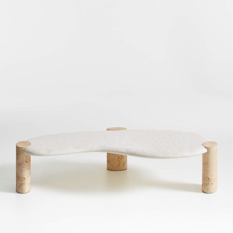CRATE & BARREL - Mesa De Centro Sassolino De Hormigón Y Madera Nudosa