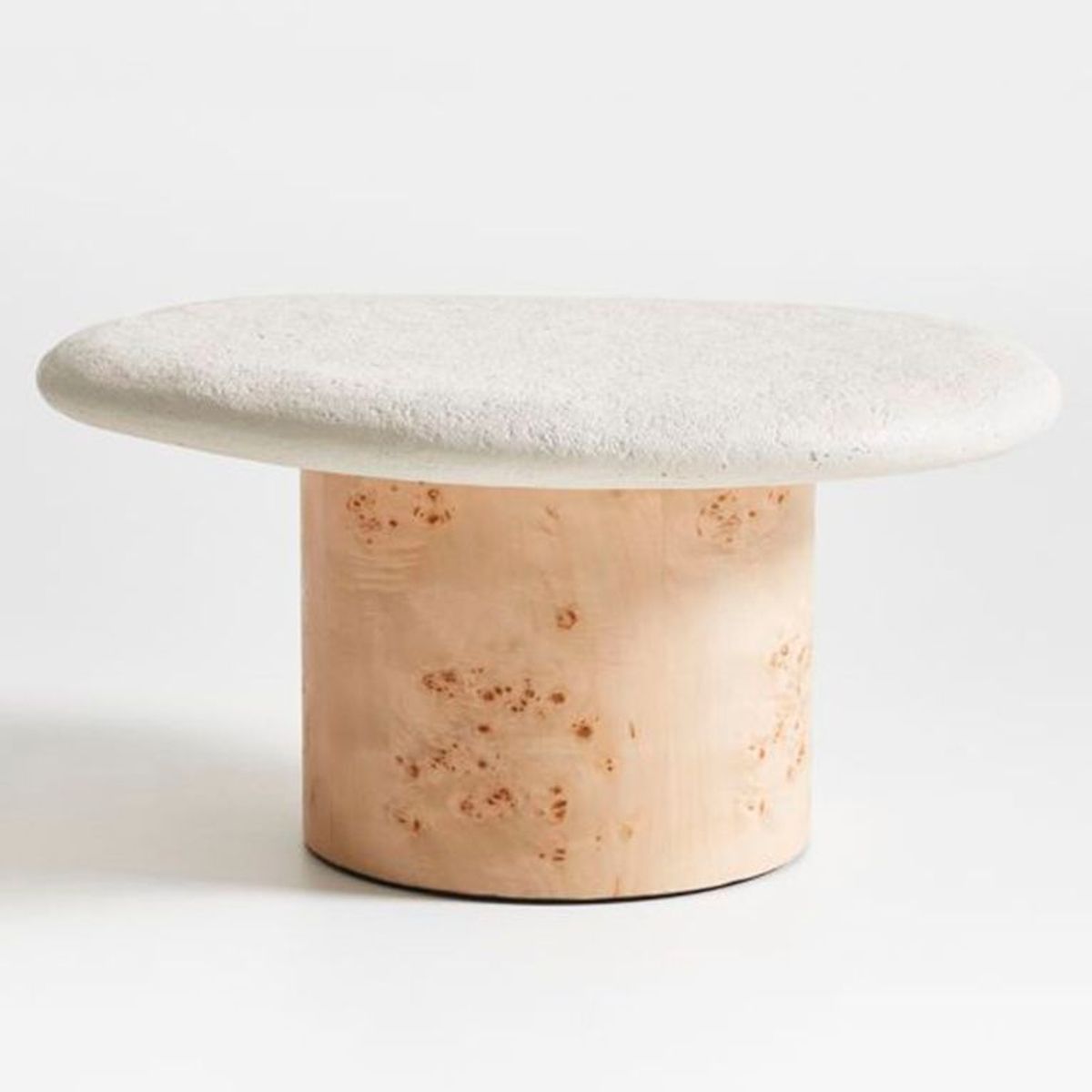 CRATE & BARREL - Mesa Auxiliar Sassolino De Hormigón Madera Nudosa