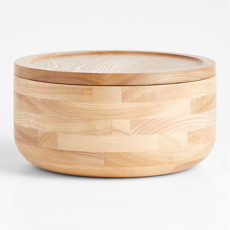 CRATE & BARREL - Bowl Redondo Arla De Madera Con Tapa Pportátil