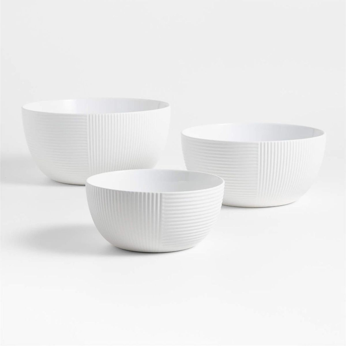 CRATE & BARREL - Set De 3 Bowls Para Mezclar Hanno De Cerámica Blanca