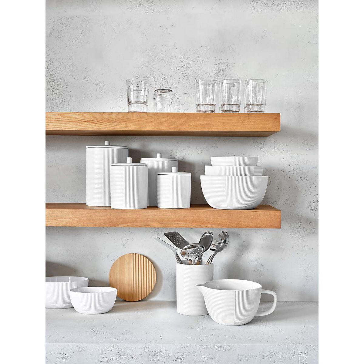 CRATE & BARREL - Set De 3 Bowls Para Mezclar Hanno De Cerámica Blanca