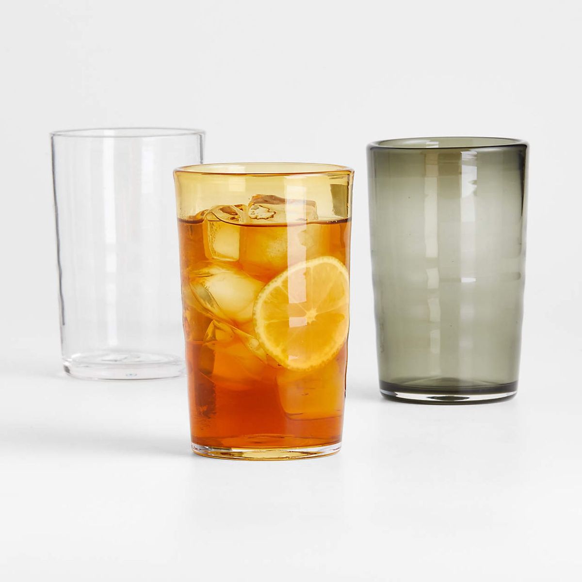 CRATE & BARREL - Vaso De Vidrio Soplado A Mano Gris De Malta