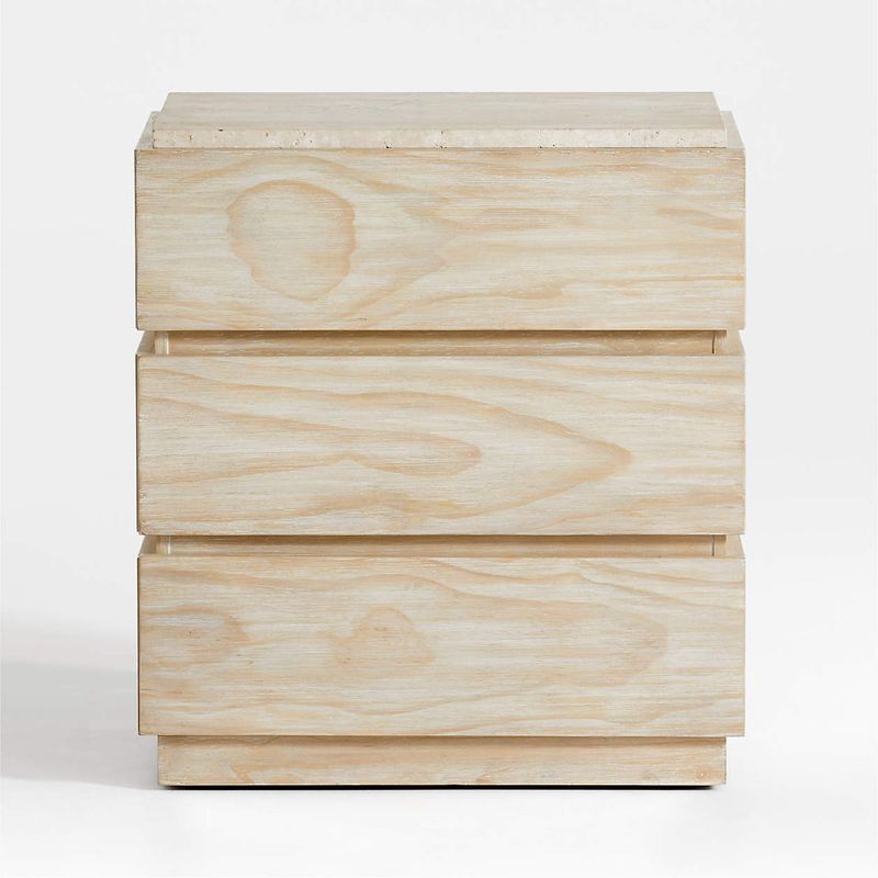 CRATE & BARREL - Mesa de Noche Ensenada de Madera de Pino 3 Cajones