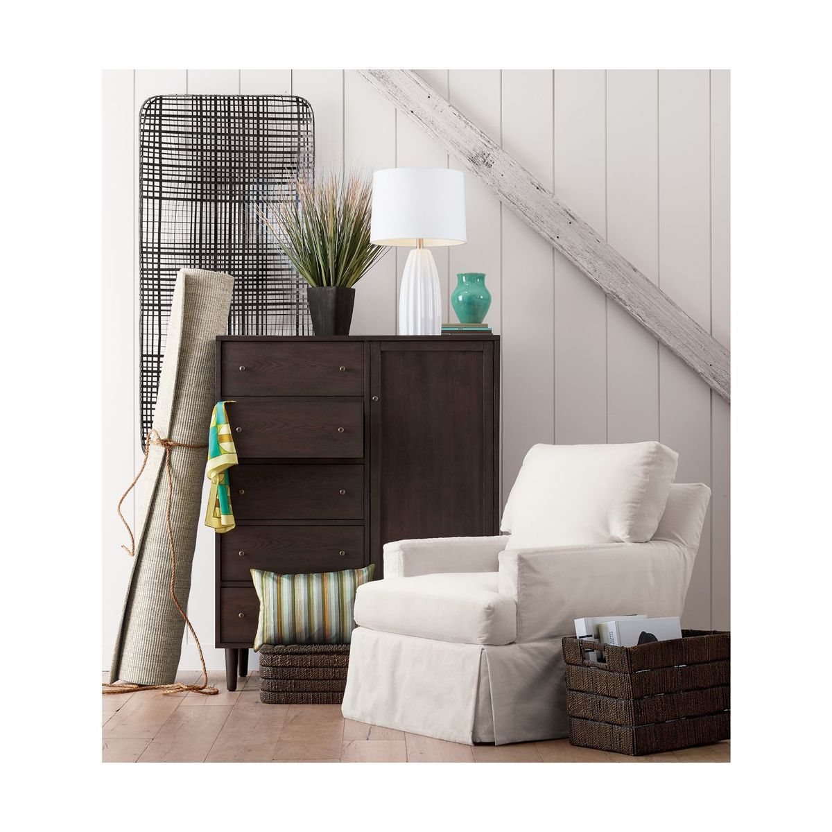 CRATE & BARREL - Adorno de Pared de Canasta de Metal Tobacco