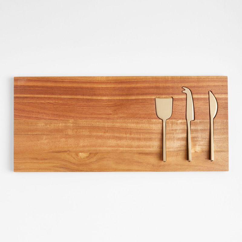 CRATE & BARREL - Tabla De Servir Octavia De Madera Con Cuchillos Para Queso