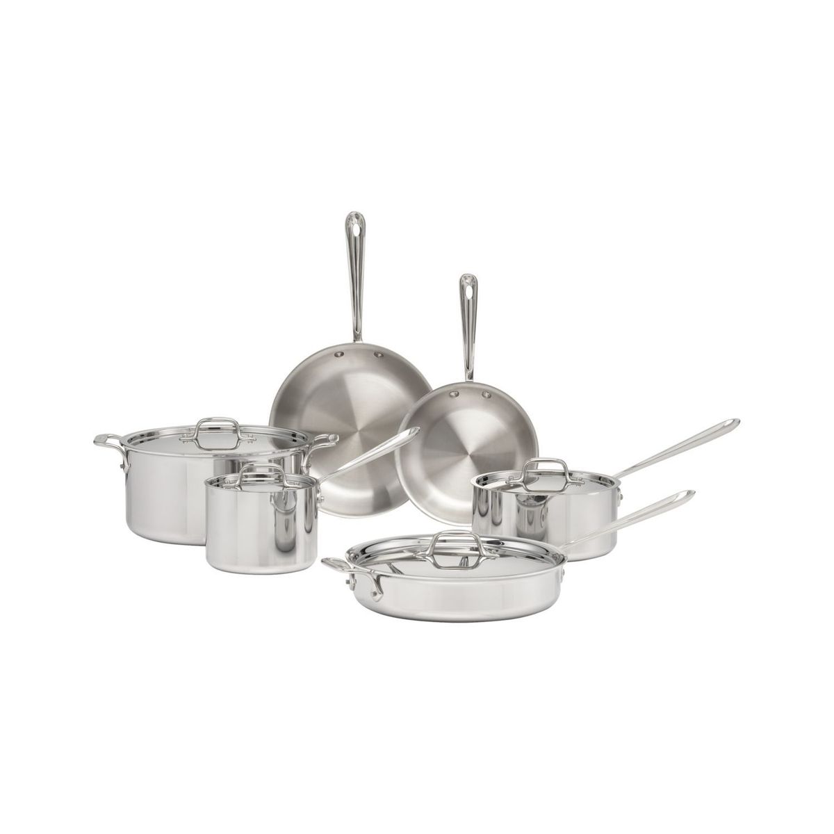 CRATE & BARREL - Juego de Ollas 10 Piezas de Acero Inoxidable All Clad