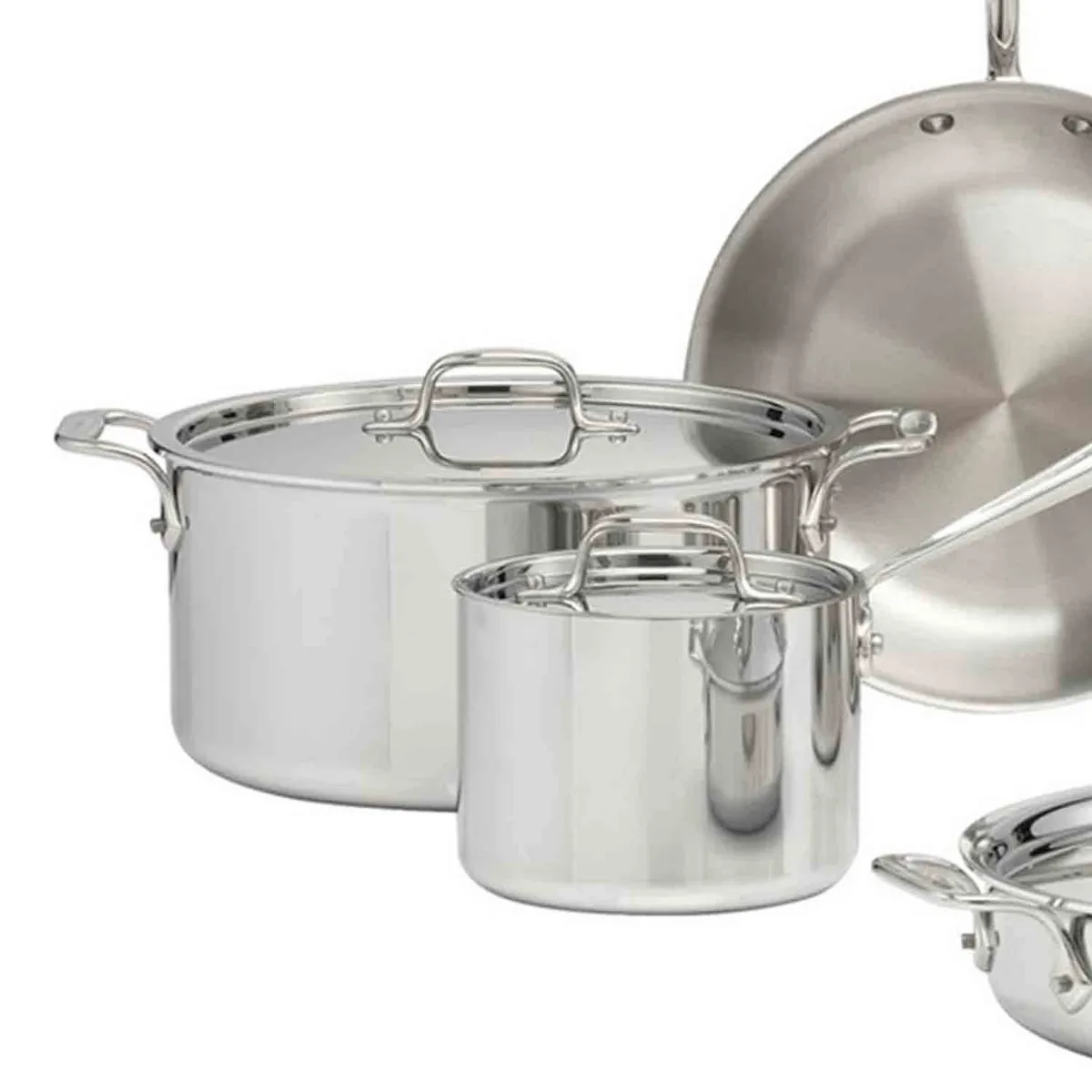 CRATE & BARREL - Juego de Ollas 10 Piezas de Acero Inoxidable All Clad