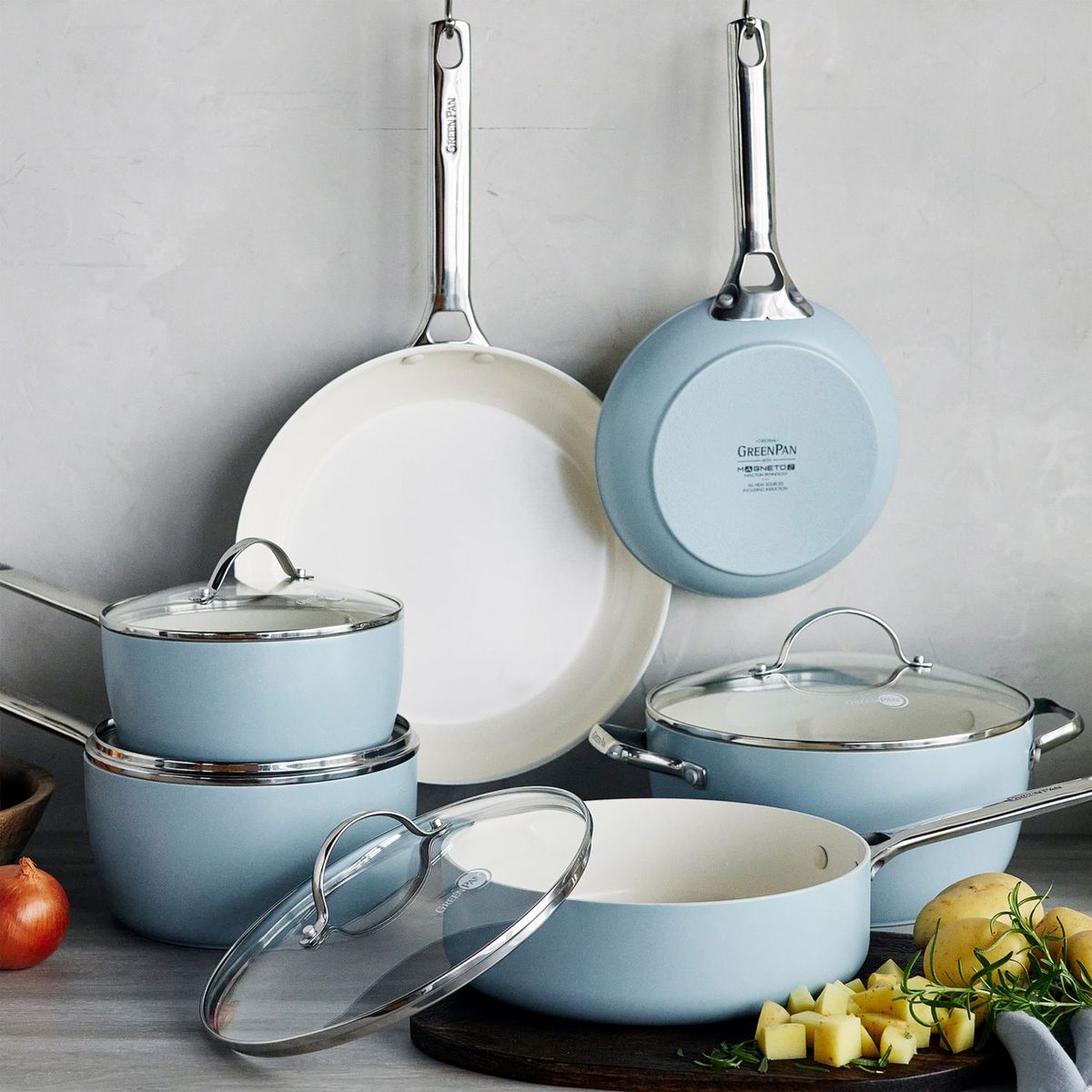 CRATE & BARREL - Juego De Ollas 10 Piezas Antiadherentes Green Pan Padova Pro