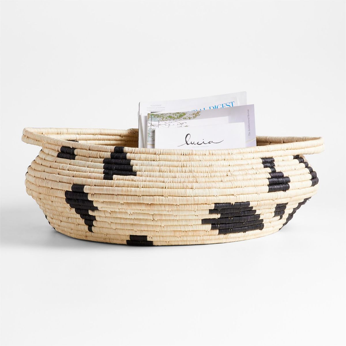 CRATE & BARREL - Canasta Decorativo Minimalista De Raffia Sweetgrass