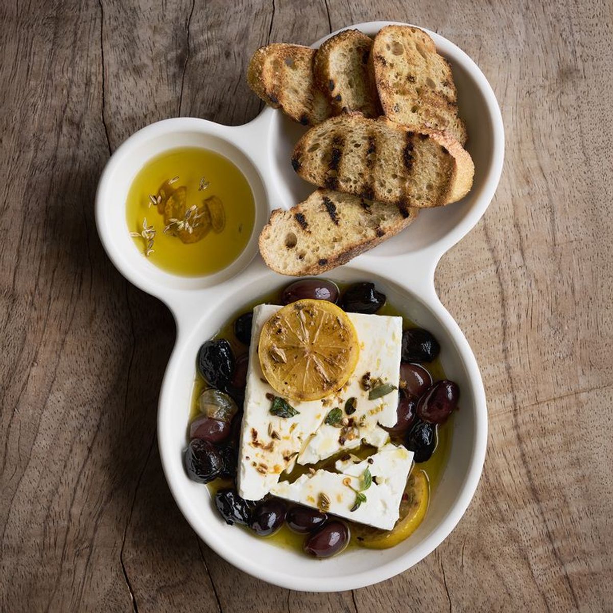 CRATE & BARREL - Fuente Mezze de Cerámica 3 Divisiones