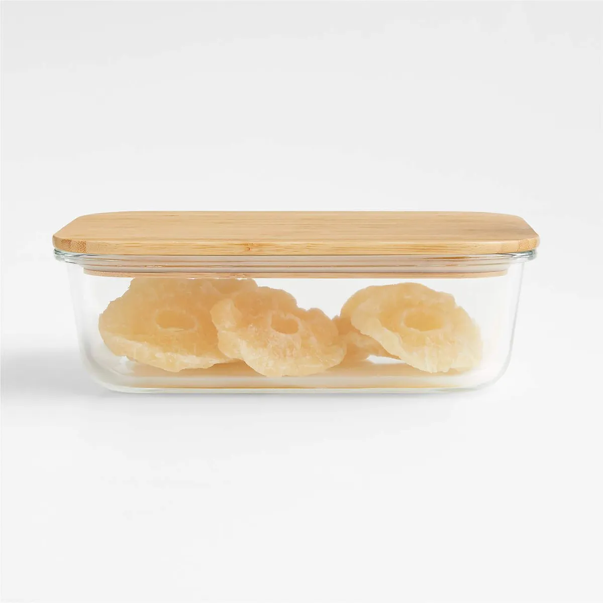 CRATE & BARREL - Contenedor Hermético de Vidrio con Tapa de Bambú