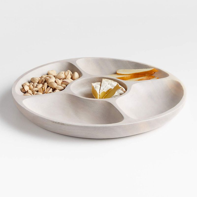 CRATE & BARREL - Servidor Tondo Blanqueado 5-partes